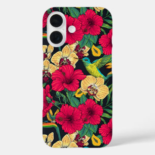 Tropische Blumen und Kolibri - Sommer Botanica iPhone 16 Hülle