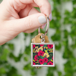 Tropische Blumen und Kolibri - Sommer Botanica Schlüsselanhänger