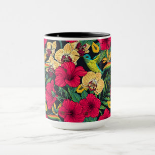 Tropische Blumen und Kolibri - Sommer Botanica Tasse