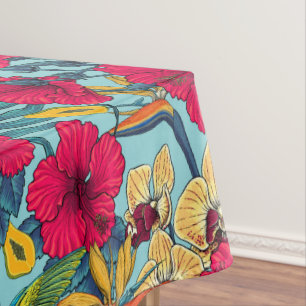 Tropische Blumen und Kolibri - Sommer Botanica Tischdecke