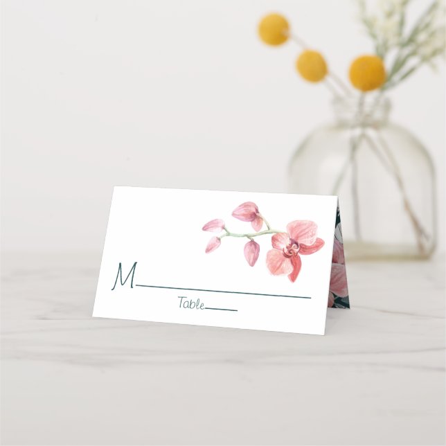 Tropische Blumenhochzeit Personalisiert Platzkarte (Vorderseite)