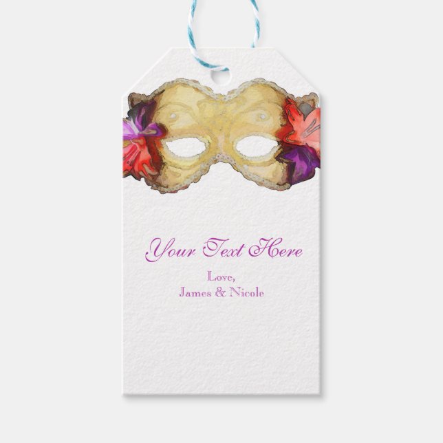 Tropische Blumenmasquerade Maske Elegantes Party Geschenkanhänger (Vorderseite)