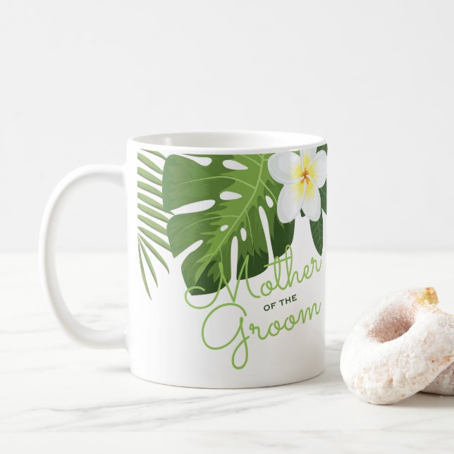 Tropische Blumenmutter der Braut-Strand-Hochzeit Kaffeetasse (Mit Donut)
