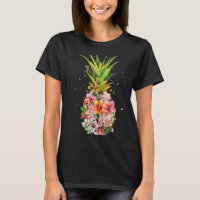 Tropische Blumige Ananas Wasserfarben Kunst