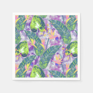 Tropische Blüte, botanisch, lila, grün, rosa, fl Serviette
