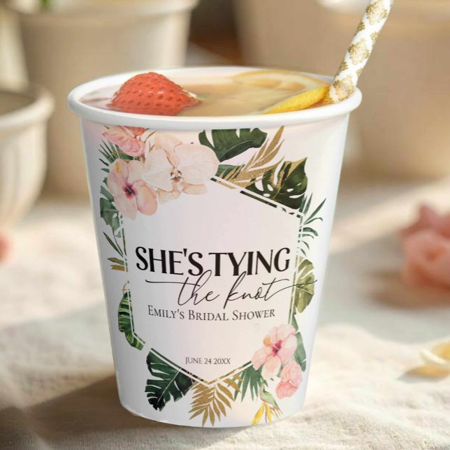 Tropische Blüte Sie bindet das Brautparty des Knot Pappbecher (Von Creator hochgeladen)