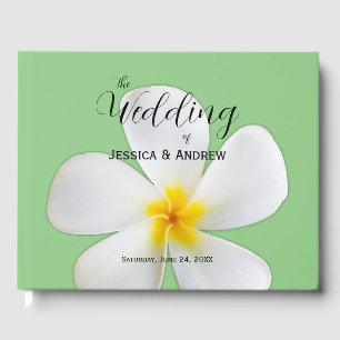 Tropische Blüte, weiße Plumeria, Hochzeit Gästebuch