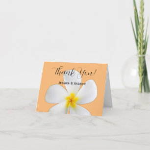 Tropische Blüte, weiße Plumeria Orange, Hochzeit Dankeskarte