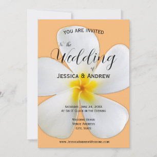 Tropische Blüte, weiße Plumeria Orange, Hochzeit Einladung