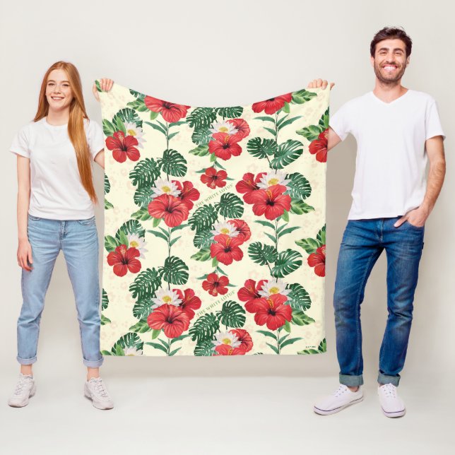 Tropische Blüten des weißen Lotus Fleecedecke (Beispiel)