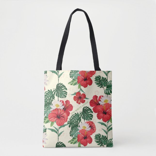 Tropische Blüten des weißen Lotus Tasche (Vorderseite)