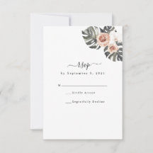 Tropische Blütenkarte und Bohemische Hochzeitskart