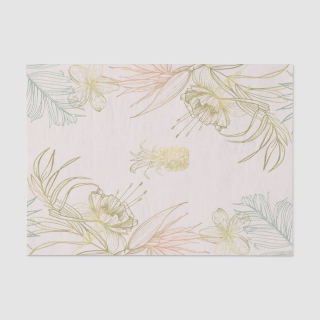 Tropische botanische Blätter aus Flora und Fauna Seidenpapier (Vorderseite)