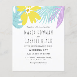 Tropische botanische Blätter Hochzeitsfeier Einlad Flyer