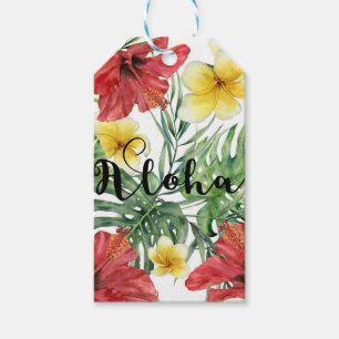 Tropische botanische Blätter und Blumen Florale Al Geschenkanhänger