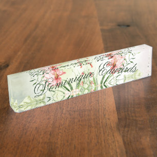 Tropische botanische Blume Elegant Stilvoll Namensplakette