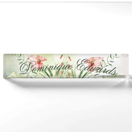 Tropische botanische Blume Elegant Stilvoll Namensplakette