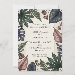 Tropische Botanische Ecke Blatt Hochzeit Einladung