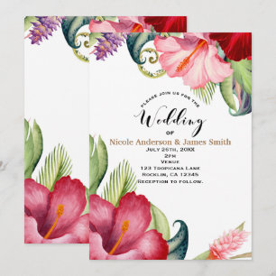 Tropische Botanische Florale Aloha Hochzeits-Einla Einladung