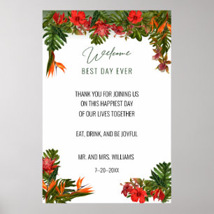 Tropische Breeze Bloral Wedding NewWelcome-Zeichen Poster