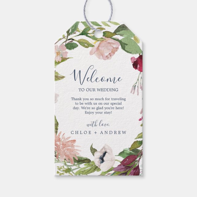 Tropische Breeze-Hochzeit Willkommen Geschenkanhänger (Vorderseite)