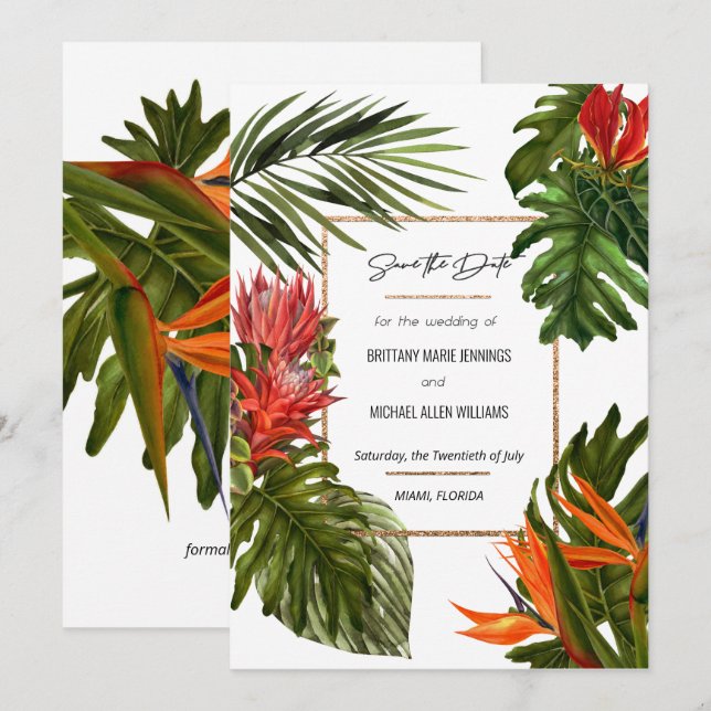 Tropische Breeze Lush Reichhaltiges botanisches Sa Einladung (Vorne/Hinten)