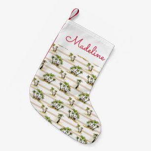 Tropische Bretterbude und Palmen addieren Ihren Kleiner Weihnachtsstrumpf