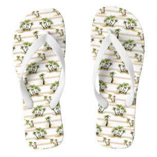 Tropische Bretterbude und Palmen Flip Flops