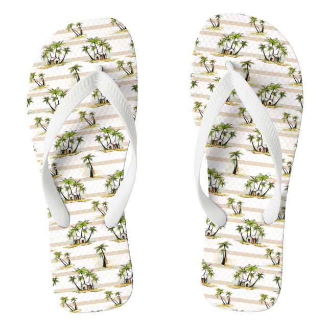 Tropische Bretterbude und Palmen Flip Flops (Fußbett)