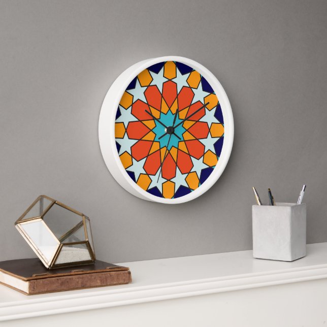 Tropische Brise marokkanisches Mosaik Uhr (Büro)