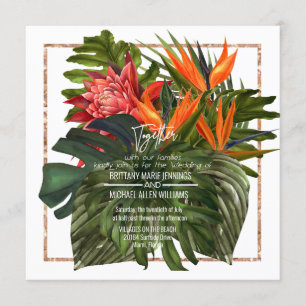 Tropische Brise Üppiger Botanischer Hochzeitsplatz Einladung