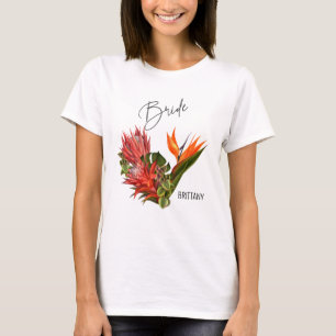 Tropische Brisen-Braut-Kalligraphie-Blumenhochzeit T-Shirt