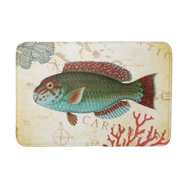 Tropische bunte karibische Fische und Koralle Badematte (Vorderseite)