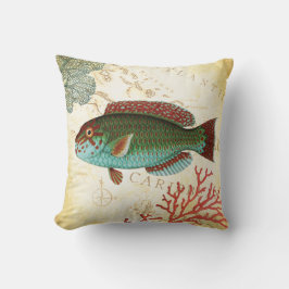 Tropische bunte karibische Fische und Koralle Kissen