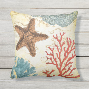 Tropische bunte karibische Starfish und Koralle Kissen