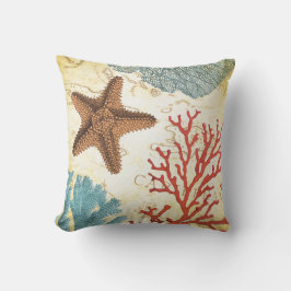 Tropische bunte karibische Starfish und Koralle Kissen