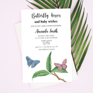 Tropische Butterfly küsst Babyparty Einladung