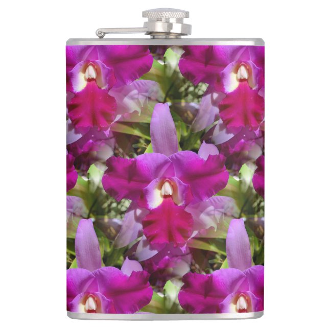 Tropische Cattleya Orchideen-Blume Flachmann (Vorderseite)