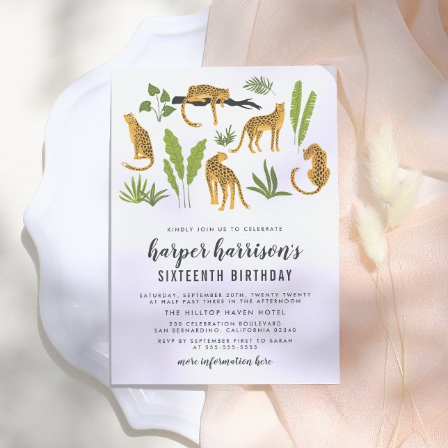 Tropische Cheetah Jungle Geburtstagsparty Einladung (Von Creator hochgeladen)