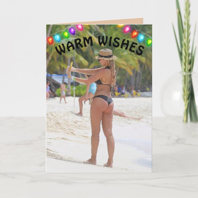 TROPISCHE CHRISTMAS KARTE BIG HINTERN BIKINI MÄDCH (Vorderseite)