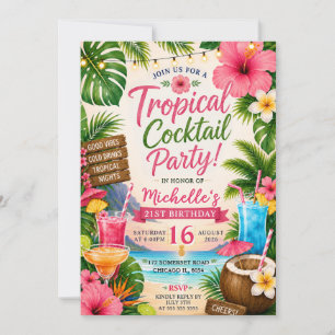 Tropische Cocktailparty Strand 21. Geburtstag Einladung