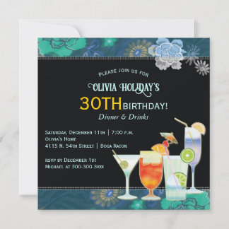 Tropische Cocktails 30. Geburtstag Party Einladung