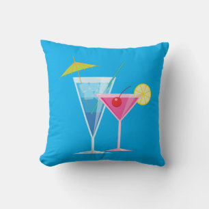 Tropische Cocktails Sommerpilz auf blau Kissen