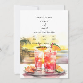 Tropische Cocktails - Sonnenuntergang im Ozean Einladung