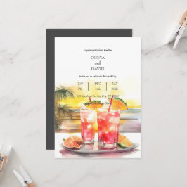Tropische Cocktails - Sonnenuntergang im Ozean Einladung