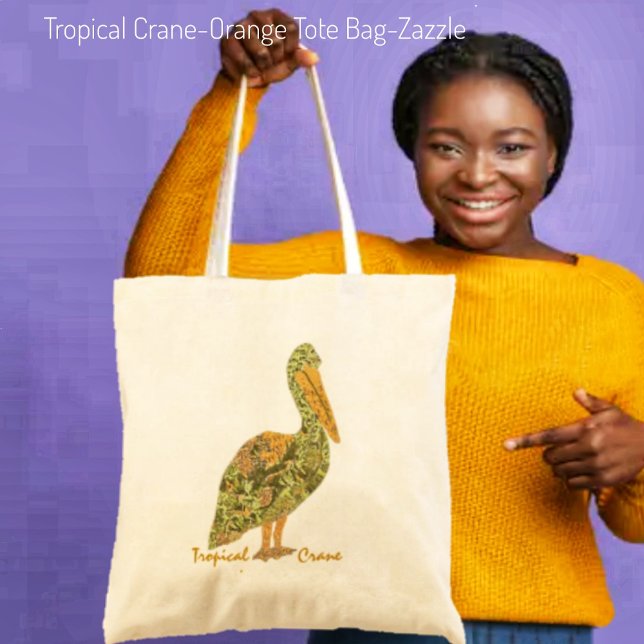 Tropische Crane-Orange Tote Bag Tragetasche (Von Creator hochgeladen)