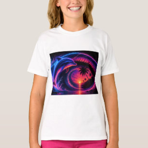 Tropische Delfin-Wellen-Kunst Transparentes PNG Oz T-Shirt