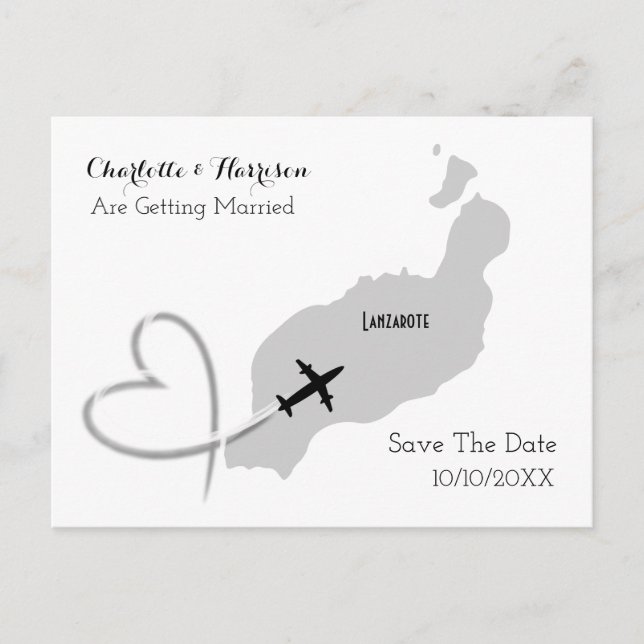Tropische Destination Lanzarote Spanien Hochzeit a Ankündigungspostkarte (Vorderseite)