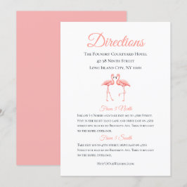 Tropische Details Anfahrt Rosa Flamingo Hochzeit Einladung