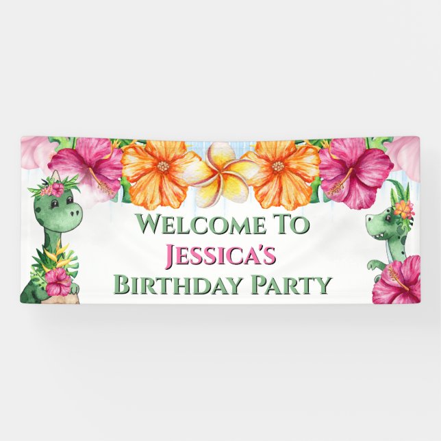 Tropische Dinosaurier-Dschungeljungle-Blume Banner (Horizontal)
